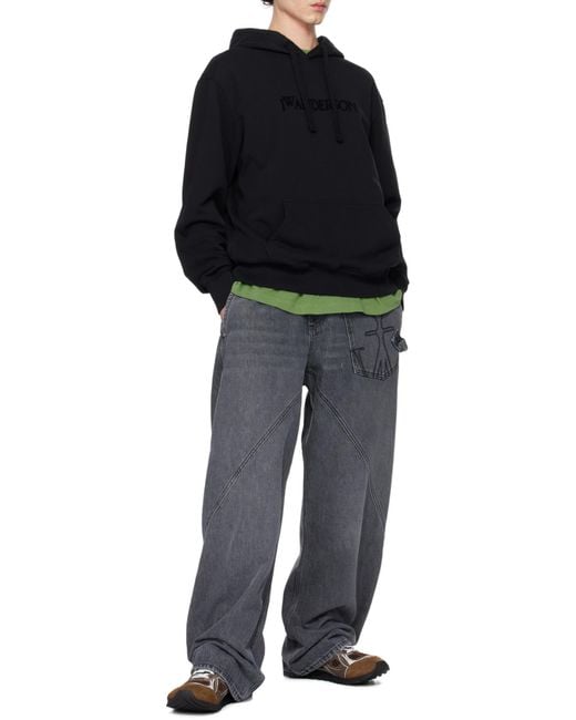 J.W. Anderson Black Jw Anderson Logo Embroidery Hoodie for men