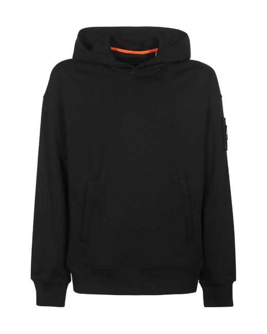 Moose Knuckles Black Logo-Patch Cotton Hoodie for men