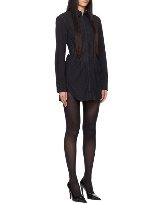 Dion Lee Black Corset-Style Poplin Shirtdress