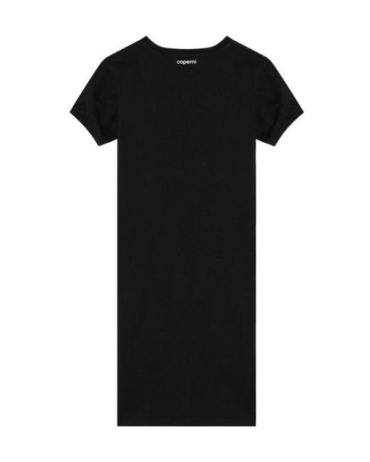 Coperni Black Gathered Heart-Motif Crewneck Mini Dress