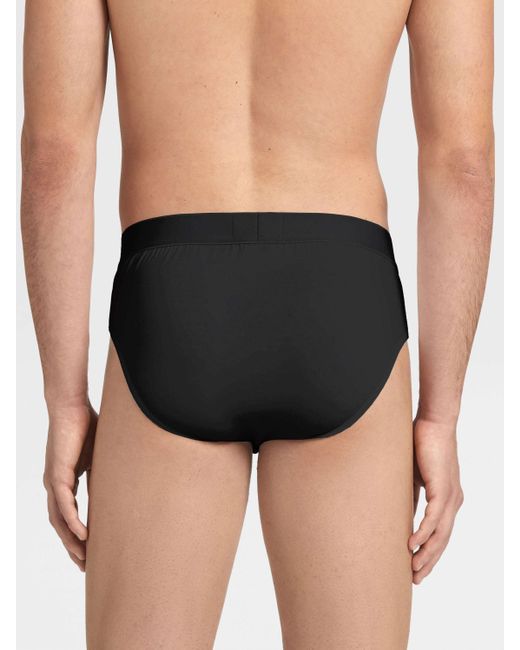 Zegna Black Logo Waist-Edge Panties for men