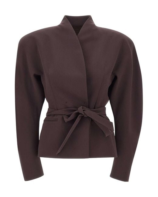 ANDAMANE Brown Long-Sleeve Stand-Collar Jacket