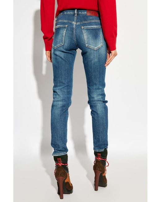 DSquared² Blue Logo Patch Skinny Jeans