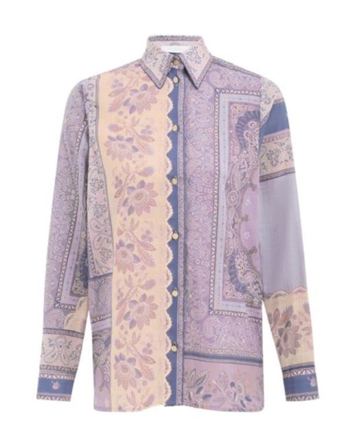 Zimmermann Purple Lucky Relaxed Shirt