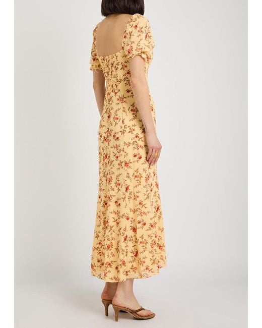 Reformation Metallic Gloria Floral-Print Chiffon Midi Dress