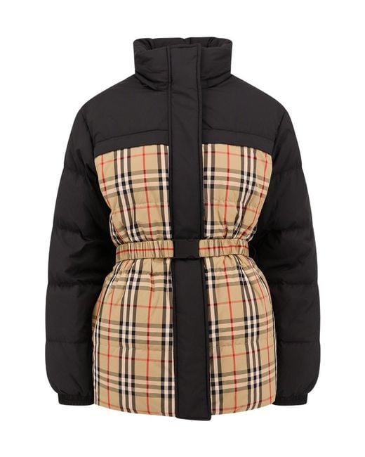 Burberry Black Belted-Waist Reversible Padded Jacket