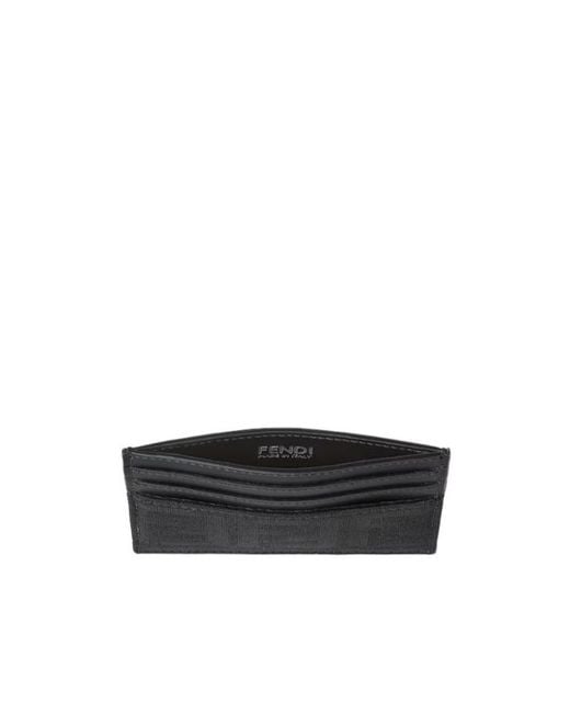 Fendi Black Ff Jacquard Card Holder for men