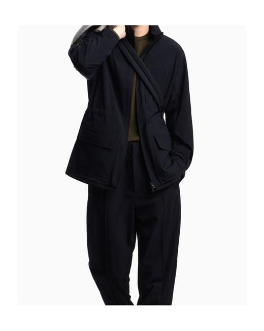 Emporio Armani Blue Zip-Up Drawstring Jacket for men