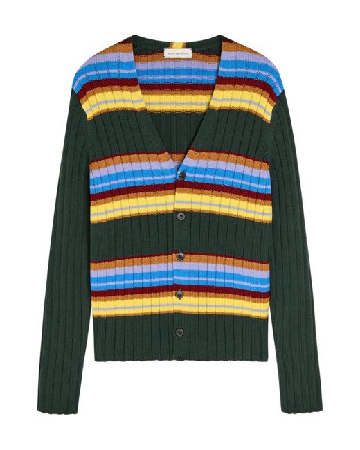 Dries Van Noten Multicolor Striped Cotton-Wool Blend Cardigan for men