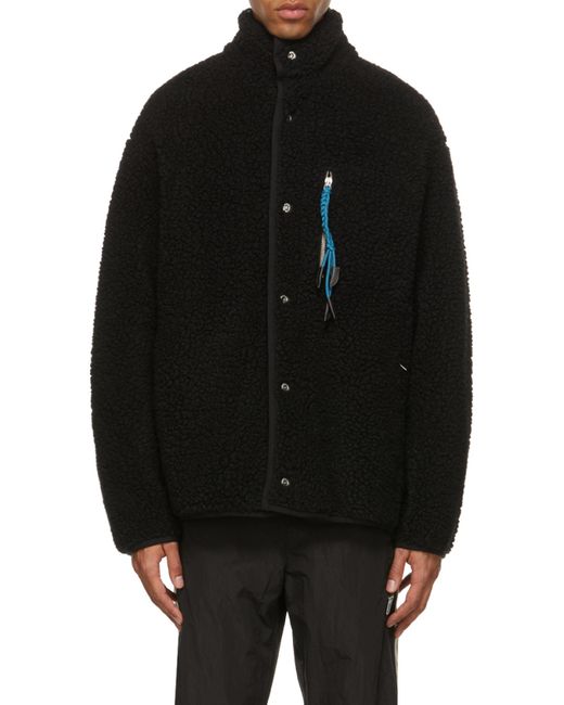 Palm Angels Black Braid-Detail Fleece Jacket for men