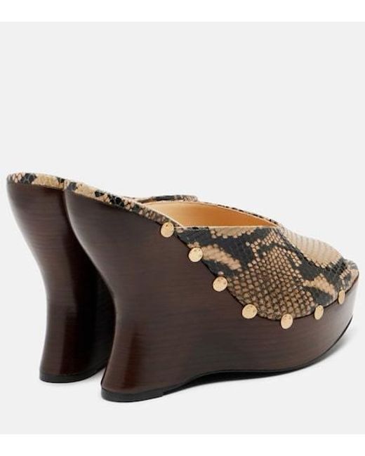Magda Butrym Natural Snake-Effect Leather Wedge Mules