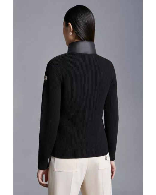 Moncler Black Padded Wool Cardigan