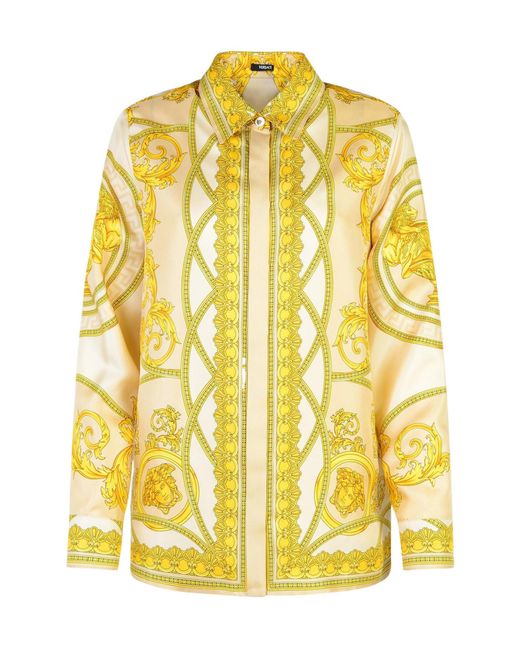 Versace Yellow Pattern-Printed Long-Sleeved Shirt