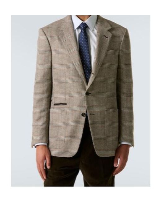 Dunhill Brown Checked Wool And Cashmere Blazer for men