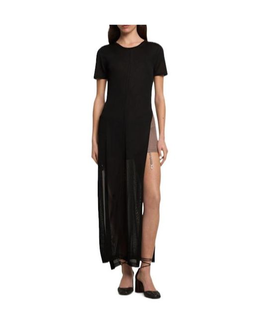 Lemaire Black Shiny Viscose Column Dress W/ Slits