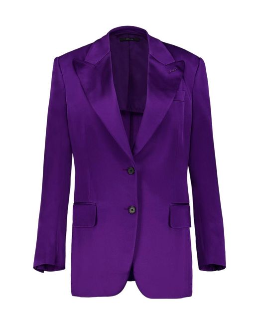 Tom Ford Purple V-Neck Single-Breasted Blazer