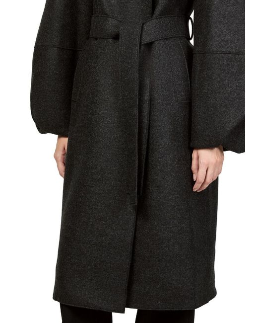 Harris Wharf London Black Puff-Sleeved Coat