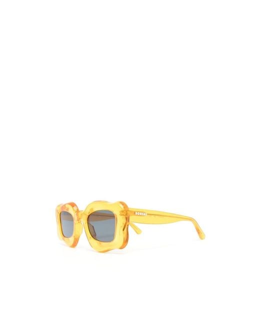 Bonsai Yellow Oversized Curved-Frame Sunglasses for men