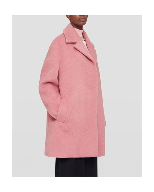 Jil Sander Pink Long-Sleeved Brushed Knee-Length Coat