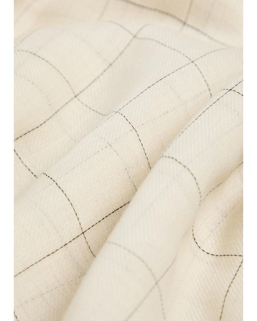 Totême White Checked Wool Scarf