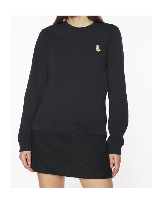Maison Kitsuné Black Maison Kitsuné Logo-Patch Crewneck Sweatshirt