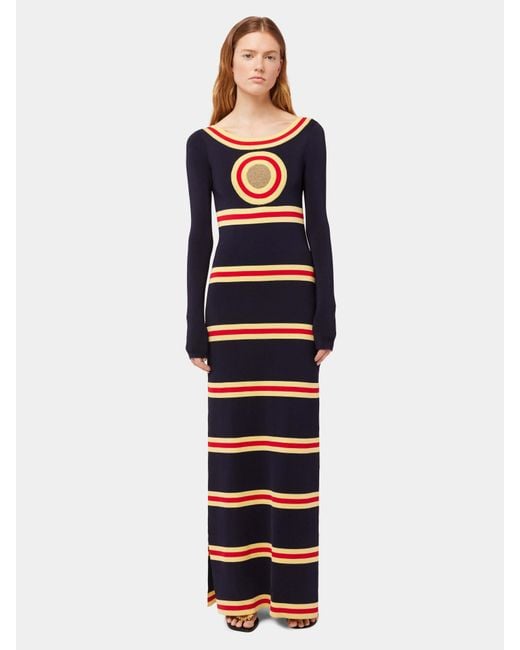 Rabanne Blue Logo Long-Sleeved Dress
