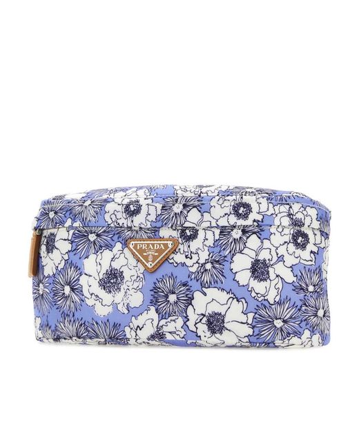 Prada Blue Floral-Print Belt Bag for men