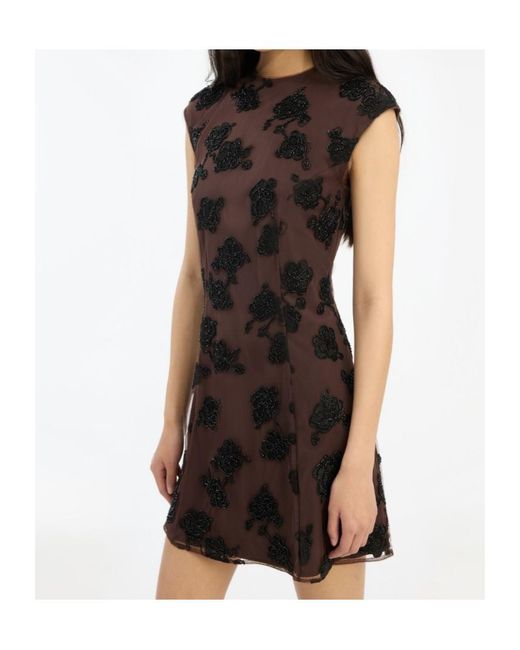 ROTATE BIRGER CHRISTENSEN Black Floral-Motif Mini Dress