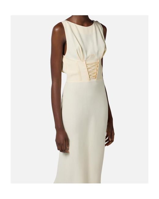 Elisabetta Franchi White Crêpe-Back Satin Dress
