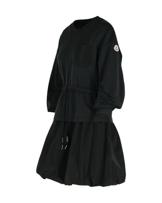 Moncler Black Layered Drawstring Waist Dress