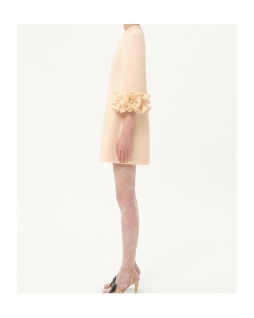 Valentino Pink Crepe Couture Floral Detailed Mini Dress