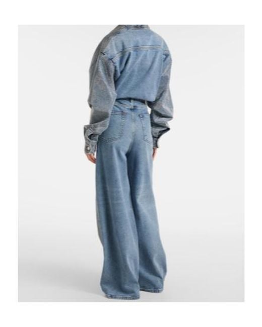 Stella McCartney Blue Crystal-Embellished Wide-Leg Jeans