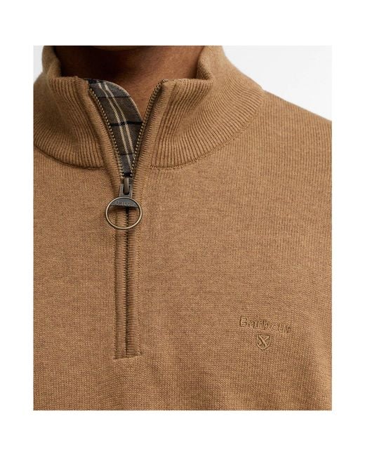 Barbour Brown Quarter-Zip Knit Jumper for men