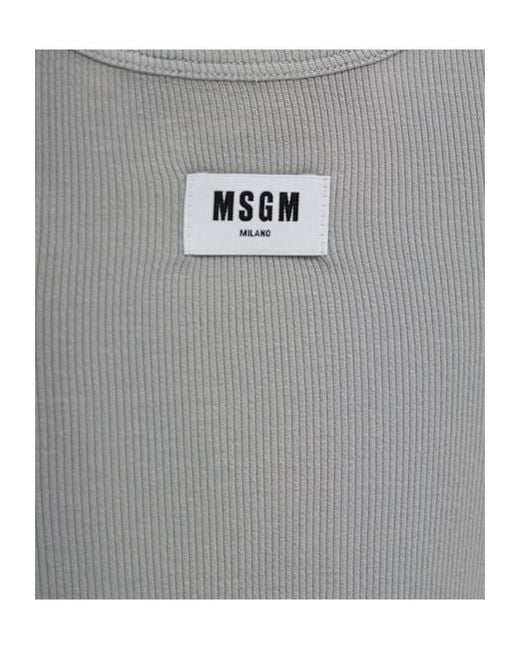 MSGM Gray Ribbed Stretch Viscose Tank Top
