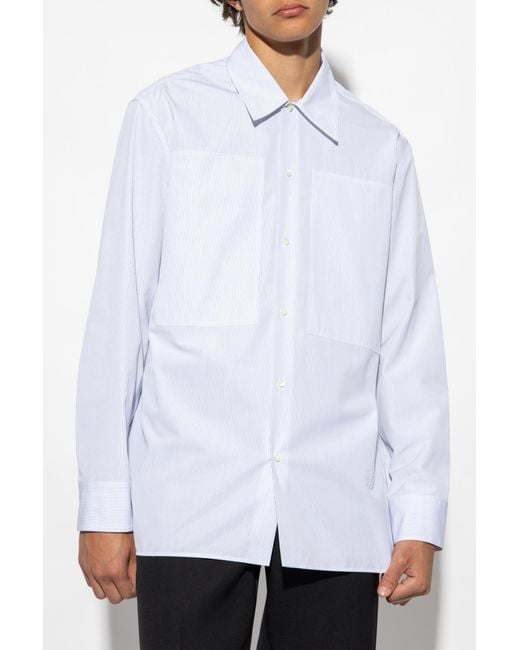 Jil Sander White Striped Long-Sleeved Shirt for men