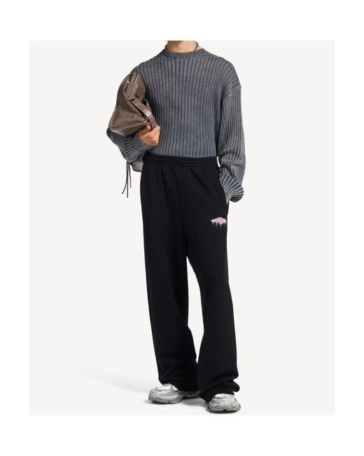 Balenciaga Black Elastic Waist Wide-Leg Sweatpants for men
