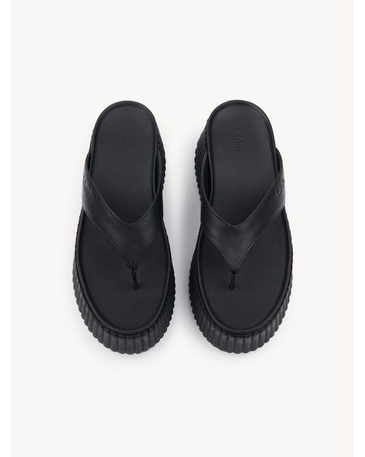 Chloé Black Platform Ridged-Sole Sandals