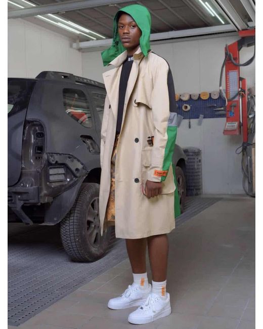Heron Preston Blue Color Matching Classic Windbreaker for men