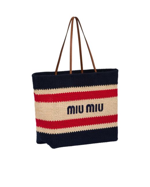 Miu Miu Red Logo-Print Tote Bag