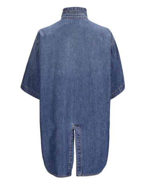 DARKPARK Blue High-Neck Short Sleeved Shirt