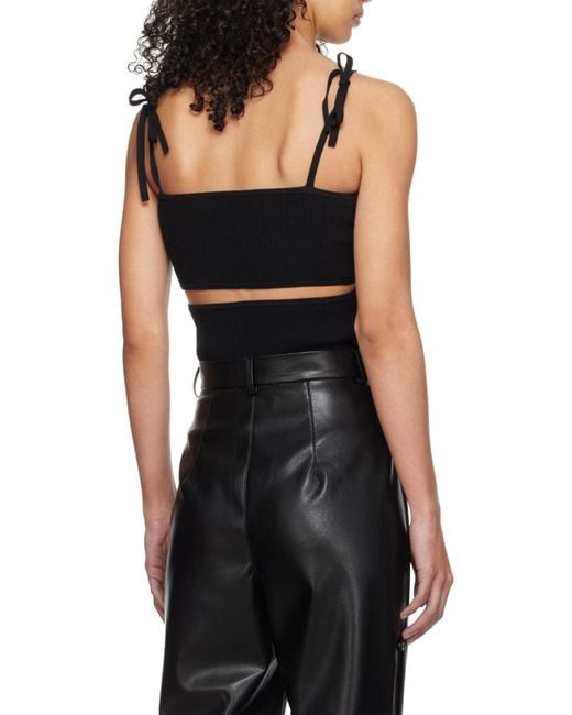 Nanushka Black Savera Ribbed Top
