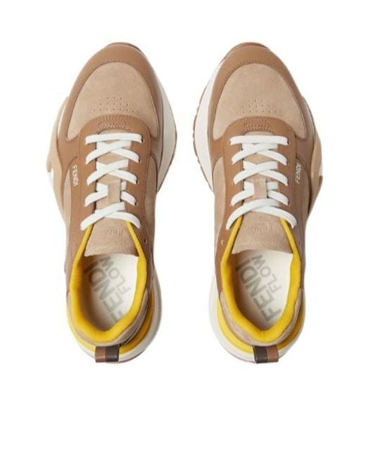 Fendi Brown Flow Lace-Up Sneakers for men