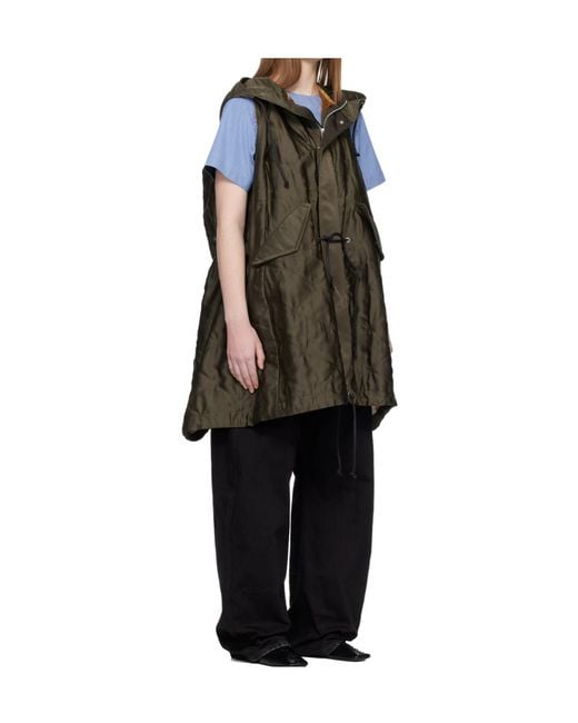 Sacai Black Quilted Hooded Vest