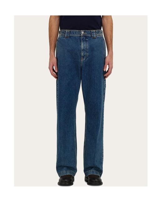 Ferragamo Blue Ferragamo Straight-Leg Workwear Jeans for men