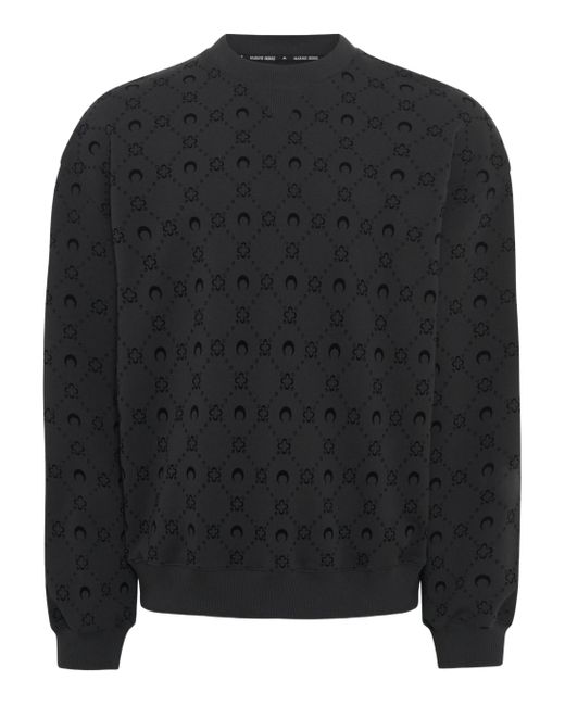 MARINE SERRE Black Round-Neck Long-Sleeved Sweater for men