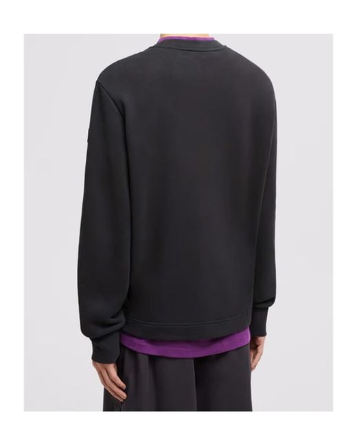 Moncler Black Logo Printed Crewneck Sweatshirt for men