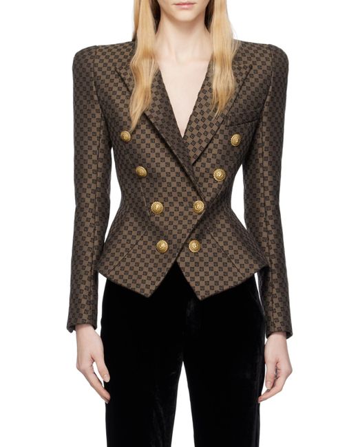 Balmain Brown Mini Monogram Jacquard Jacket