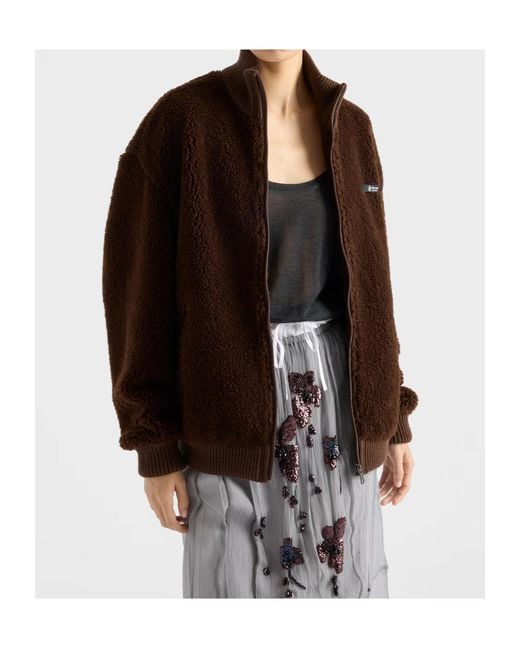 Prada Brown Zip-Up Bomber Jacket