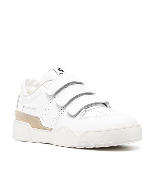 Isabel Marant White Logo-Patch Touch-Strap Sneakers for men
