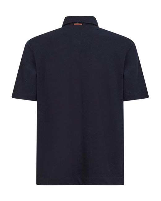 Zegna Blue Patch Pocket Polo Shirt for men